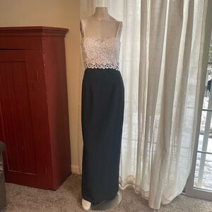 Vintage Black and White Alyce Designs Maxi Prom Formal Party Dress S M